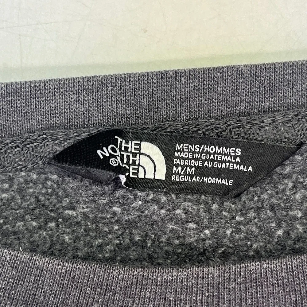 The North Face Mens Crewneck Sweatshirt Charcoal Gray Heather Logo Pullover SZ M
